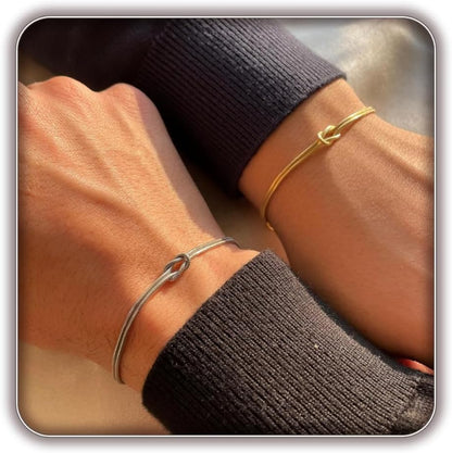 Matching Bracelets for Couples，Dainty Gold Love Knot Bracelet 14K Gold Plated Herringbone Chain Bracelet Relationship Jewelry Gifts for Best Friend